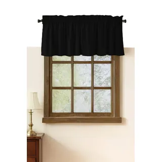 Native Fab Landhaus-Volant-Vorhänge für Fenster, 137,2 x 45,7 cm, Stangentasche, halbtransparent, kurzer Vorhang für Küche, Café, Wohnzimmer, Schlafzimmer, Keller, Schwarz, 2 Stück