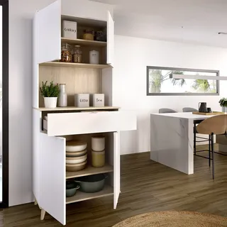 Findlay Kommode: 1 Schublade, 4 Regale, Schwing- Und Schiebetür, 40x60x191 Cm, Weiß