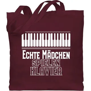 Shirtracer Umhängetasche Echte Mädchen spielen Klavier, Statement Sprüche Kinder rot