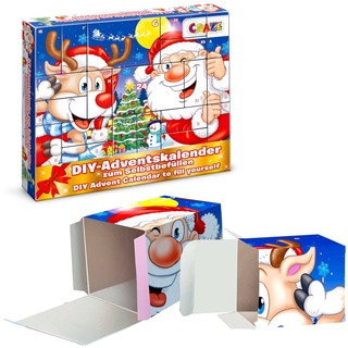 CRAZE 25345 Adventskalender Christmas Weihnachtskalender Weihnachten für Mädchen Jungen Do it Yourself Spielzeugkalender zum Befüllen DIY 2020, selbst basteln