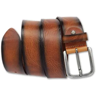 Ledergürtel BERND GÖTZ "Ledergürtel mit rustikalem Look und Schattenkanten", Herren, Gr. 95, braun (cognac), Rindsleder, Gürtel Ledergürtel