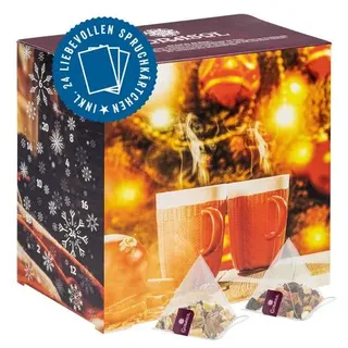 Corasol Premium Tee Adventskalender für Zwei (Paare & Pärchen) mit liebevollen Spruchkärtchen & 2 x 24 fruchtigen Teemischungen im Pyramidenbeutel