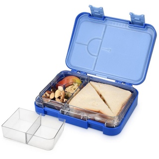 Navaris Lunchbox Bento Box Lunch Box Brotdose Vesperbox - auslaufsicher mit variablen, Kunststoff, (1-tlg) blau 15,00 cm x 21,00 cm x 4,50 cm