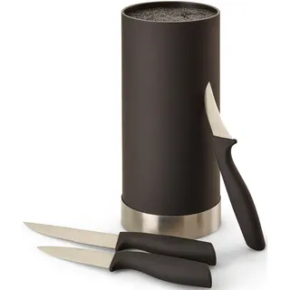 Messerblock ECHTWERK Messerblöcke silberfarben (schwarz, silberfarben) Echtwerk Messer Set 4tlg mit Borsteneinsatz 11 cm x 22 cm, inkl. 3 Kochmessern