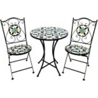 Mosaik Eisen Set 3tlg. Gartenset Bistro Set Sitzgruppe Gartenmöbel klappbar