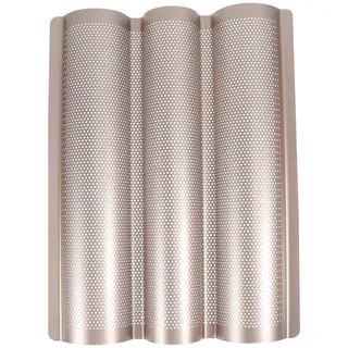 Milisten Antihaft Baguette Backform aus Metall Perforiertes Blech Hochtemperaturbeständig für Ofen und Restaurantgebrauch 1 Stück Goldfarben