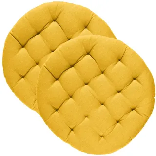 REDBEST Stuhlkissen Stuhlkissen "Tulsa" 2er-Pack, Uni gelb rund | 40 cm x 40 cm