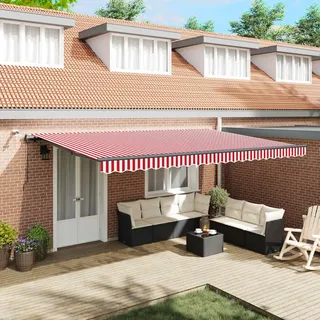 vidaXL Markise 500 x 350 cm rot/weiß