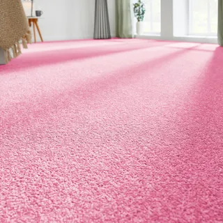 ANDIAMO Teppichboden "Kräuselvelours Ines" Teppiche Uni Farben, Breite 400 cm, strapazierfähig & pflegeleicht Gr. B/L: 400 cm x 500 cm, 8,5 mm, 1 St., pink Teppichboden