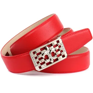 Ledergürtel ANTHONI CROWN, Damen, Gr. 105, rot, Leder, unifarben, Gürtel Ledergürtel, Schließe mit Lilien-Motiv