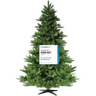 RS Trade 19001 Spessarttanne 100% PVC 150 cm Weihnachtsbaum künstlich (Ø ca.105 cm) 872 Spitzen und Schnellaufbau Klappsystem, schwer entflammbar, unechter Tannenbaum inkl. Christbaum Ständer
