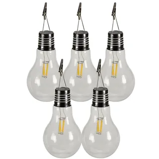 Dehner Solar-Glühbirnen 5er Set Glas Kunststoff Ø10/H17 cm transparent silber