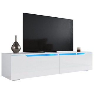 SONNI TV-Schrank Lowboard TV Schrank weiß Hochglanz mit LED-Beleuchtung,hängend/stehend Lowboard, 140cm weiß 140 cm x 30 cm x 35 cm