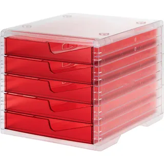 Styro Schubladenbox styroswingbox light cranberry 275-8430.22224, DIN A4 mit 5 Schubladen, 1 St.