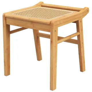 COSTWAY Sitzhocker, Bambus, mit Rattan-Oberfläche, bis 120kg beige