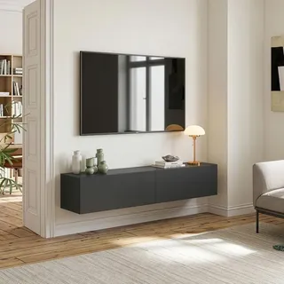 [en.casa] Evaton TV-Lowboard 160 x 32 x 30 cm Dunkelgrau Spanplatte