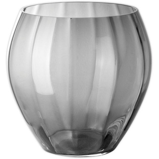 Fink Tischvase LILIAN (1 St), aus Glas, mundgeblasen, mit blütenähnlicher Kannelierung grau Ø 26 cm x 25,5 cm