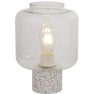 Tischleuchte Tischlampe Weiß 28 cm klein Glas Beton mit Terrazzo Effekt E27