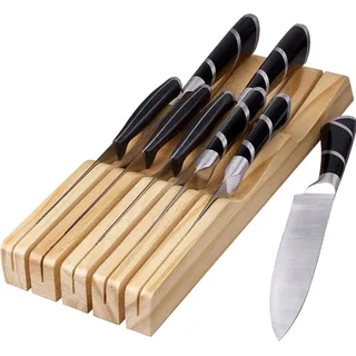 Küchenmesserblock Für Die Schublade, Universalblock Aus Massivholz (9 Messer), Bamboo Home (messerhalter)