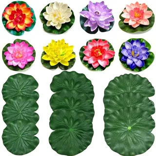 8 Stück Seerosen - Künstliche Schwimmende Blumen - Teichdekoration - EVA - Verschiedene Farben