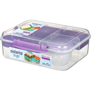 Sistema Bento Box TO GO | Lunchbox mit Joghurt-/Fruchtbehälter | 1,65 L | BPA-frei | Misty Purple