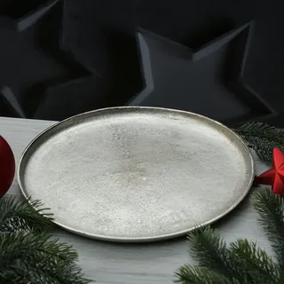 MARELIDA Dekoteller Dekotablett Kerzenteller Aluminium D: 30cm silber