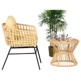 aea 2tlg. Garten Möbel Set Terrasse Sessel Couchtisch Rattan Modern Hochwertiges