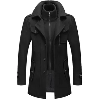 Wintermantel Herren Wolle Kurzmantel Winter Wollmantel Slim Fit für Business Freizeit Klassischer Einreiher-Kurzmantel aus Wolle mit Revers für Herbst & Winter