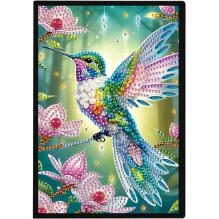 JISHSHAY Diamond Painting Notizbuch Vögel Diamant Painting Notizbücher Tiere Diamantmalerei Notebook Kolibri Diamant Malerei Notizblock Diamaond Malerei Journal Buch Crystal Art Tagebuch 14.5×21cm