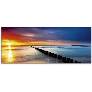 Glasbild ARTLAND "Ostsee mit schönem Sonnenaufgang", blau (farbe bild(er): blau), B:125cm H:50cm, Bilder, in verschiedenen Größen