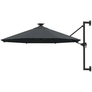 furnicato Sonnenschirm zur Wandmontage mit LEDs 300 cm Anthrazit, LxB: 300x300 cm schwarz