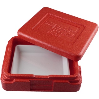 Thermo Future Box |Thermo Mini Menü Lunch Box rot|Lunchbox Set mit ungeteilter Porzellanschale und Silikondeckel blau| Menübox mit Porzellan | Expandiertes Polypropylen | 3L