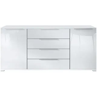 Vladon Linio V2 166,5 x 75,5 x 35 cm Weiß matt/Weiß Hochglanz