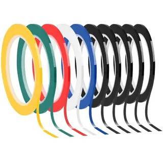 FAMCUCHE 10 Rollen Whiteboard Klebeband, 3mm * 66m Whiteboard Tape, PET Artist Tape, Selbstklebendes Klebeband Für Whiteboards, Blackboard, Notebook(6 Farben).
