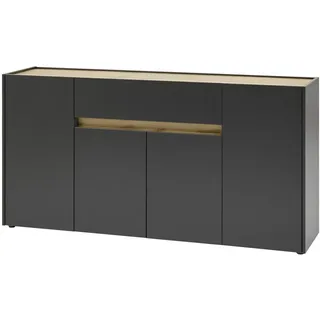Furn.Design Kommode Sideboard in Eiche Wotan Holz und grau matt modern Wohnzimmer Esszimmer Schrank Mehrzweckschrank 170 x 87 cm Center (Sideboard)