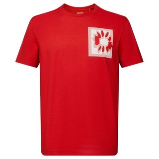 Esprit T-Shirt T-Shirt mit floralem Print und Logo (1-tlg) rot S