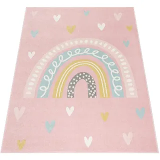 KADIMA DESIGN Regenbogen Kinderteppich 133 x 190 cm Rosa