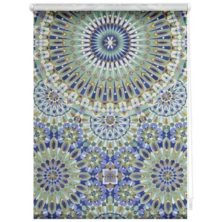 Lichtblick Seitenzugrollo Klemmfix 120 x 150 cm Orientalische Muster blau/grün