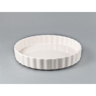 Hanseküche Quicheform Keramik 28 cm – Tarteform rund mit Antihaftbeschichtung und hohem Rand, Obstkuchenform, kratz und schnittfest (Weiß)