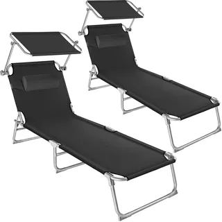 Tectake Chloé Sonnenliege 190 x 68 x 65 cm Schwarz