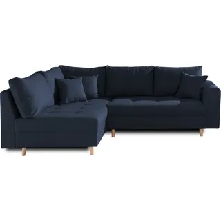 Lisa Design Rune, Ecksofa, mit hocker, 4-Sitzer, skandinavischer Stil, links , Petrolblau - Blau