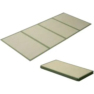 EMOOR Japanische Tatami Matte 100 x 200cm Natürliches Igusa Binsengras (Ungefärbt), Faltbare Igusa-Matratze Japanische Futon Boden Schlafen Area Teppich Meditation Yoga Zen