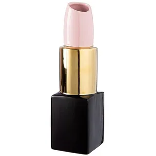 GILDE Dekovase Vase Skulptur Lippenstift Milano Rosa Gold Schwarz (30cm)