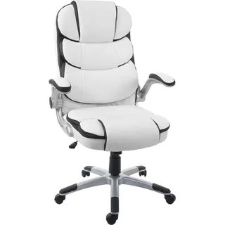 MCW Bürostuhl MCW-F80, Schreibtischstuhl Chefsessel Drehstuhl, Kunstleder ~ weiß