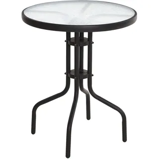 Spetebo Metall Glastisch rund, 70x60 cm, schwarz | Bistrotisch, Glasplatte, Gartentisch, Balkontisch, Terrassentisch