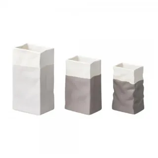 räder Dekovase Design Minivasen-Set Porzellantüten Grautöne (3-teilig)