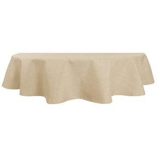 Haus und Deko Tischdecke Tischdecke oval Leinenoptik Lotuseffekt Tischwäsche Wasserabweisend (1-tlg) beige 135 cm x 180 cm
