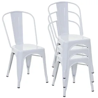 chefgastro Stapelstuhl Metall weiß 4er Set