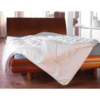 Bettdecke 135x200cm, 4 Jahreszeiten Steppbett, Allergiker geeignet - waschbar bei 95°C - bestehend aus 2 Schlafdecken mit Druckknöpfen - Weiß