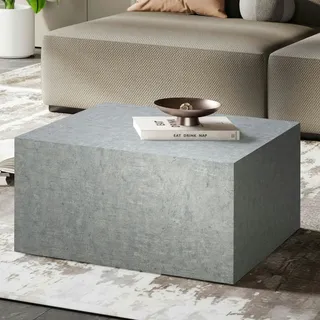 FineBuy Couchtisch MONOBLOC Beton Optik Grau Sofatisch Modern